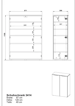 GERMANIA Schuhschrank »Oakland mit Glasfront« Breite: 87 cm, Türdämpfung, verstellbare Böden, Made in Germany