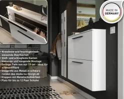 GERMANIA Schuhschrank »Utah Schuhschrank in 2 Breiten, mit 2 oder 3 Klappen« Tiefe: 19cm, ideal für schmale Flure, Metallschuhkörbe,Made in Germany