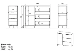 GERMANIA Sideboard »Savoca« 1 Stk. tlg. Breite 109 cm, Soft-close, 2 Fußvarianten inkl., Made in Germany