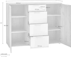 GERMANIA Sideboard »Telde« Breite 134 cm, Soft-close, verstellbare Böden,ES-Glas, Made in Germany