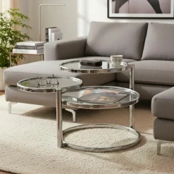 HAKU Couchtisch »Sofatisch, Wohnzimmertisch« 1 Stk. tlg. rund - aus Metall Silber - Ø/H / cm
