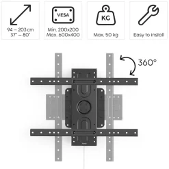 Hama TV-Wandhalterung »drehbar, bis 50kg, 94 - 203 cm (37