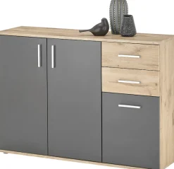 HBZ Kommode »BC-Drift-2, Sideboard Stellmaß BxHxT 120x84x35 cm« 1 Stk. tlg. Kommode mit 3 Türen, 2 Schubkästen und 1 Einlegeboden
