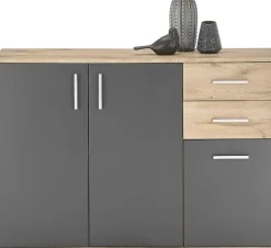 HBZ Kommode »BC-Drift-2, Sideboard Stellmaß BxHxT 120x84x35 cm« 1 Stk. tlg. Kommode mit 3 Türen, 2 Schubkästen und 1 Einlegeboden