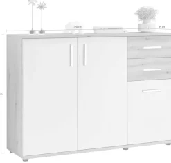HBZ Kommode »BC-Drift-2, Sideboard Stellmaß BxHxT 120x84x35 cm« 1 Stk. tlg. Kommode mit 3 Türen, 2 Schubkästen und 1 Einlegeboden