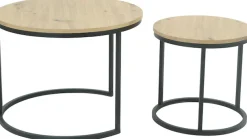 HELA Couchtisch »LINDAU« Set, 2er Set, 2 Stk. tlg. 2er Set,Tischplatten rund,MDF,Eicheoptik,Metallgestell,Dia 60+40cm