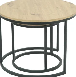 HELA Couchtisch »LINDAU« Set, 2er Set, 2 Stk. tlg. 2er Set,Tischplatten rund,MDF,Eicheoptik,Metallgestell,Dia 60+40cm