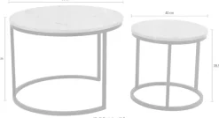 HELA Couchtisch »LINDAU« Set, 2er Set, 2 Stk. tlg. 2er Set,Tischplatten rund,MDF,Eicheoptik,Metallgestell,Dia 60+40cm