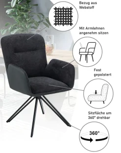 HELA Drehstuhl »MILAZZO« (Set) 2 Stk.Drehsessel mit Armlehnen (360°), Materialkombination, V-Gestell