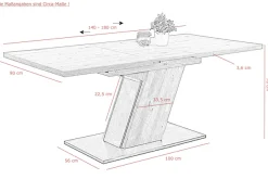 HELA Essgruppe »GESA« 1 Tisch / 4 Stühle, 5 Stk. tlg. Tischplatte ausziehbar, Stuhl 360 Grad drehbar
