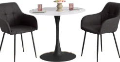 HELA Essgruppe »MOSEL« 3 Stk. tlg. Tisch 90x75 cm, Platte rund, gesinterter Stein, Armlehnenstuhl