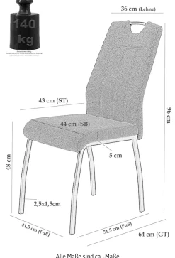 HELA Esszimmerstuhl »ELIF« (Set) 2 Stk.140 Kg Belastbar, Küchenstuhl