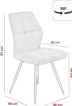 HELA 4-Fußstuhl »ALLY« (Set) 2 Stk.4-Fuß, 360° drehbar, gepolstert, Vintage Velvet mit Steppnähten