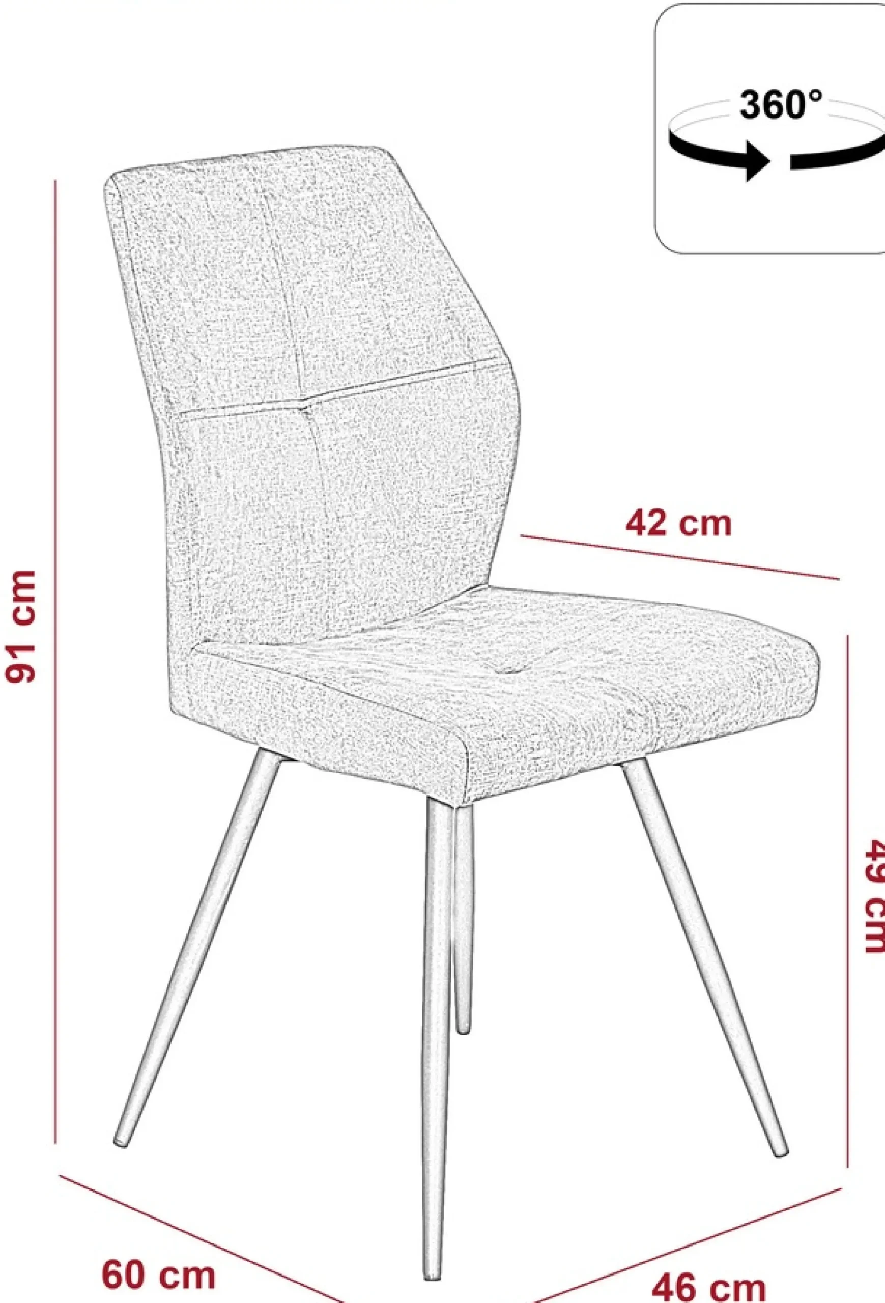 HELA 4-Fußstuhl »ALLY« (Set) 2 Stk.4-Fuß, 360° drehbar, gepolstert, Vintage Velvet mit Steppnähten