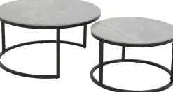 HELA Satztisch »LUIS , Couchtisch rund« Set, 2 Stk. tlg. 2er Set, 12mm Sinterstein; Marmoroptik, Boho Wohnzimmertisch