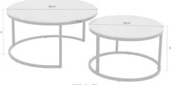 HELA Satztisch »LUIS , Couchtisch rund« Set, 2 Stk. tlg. 2er Set, 12mm Sinterstein; Marmoroptik, Boho Wohnzimmertisch