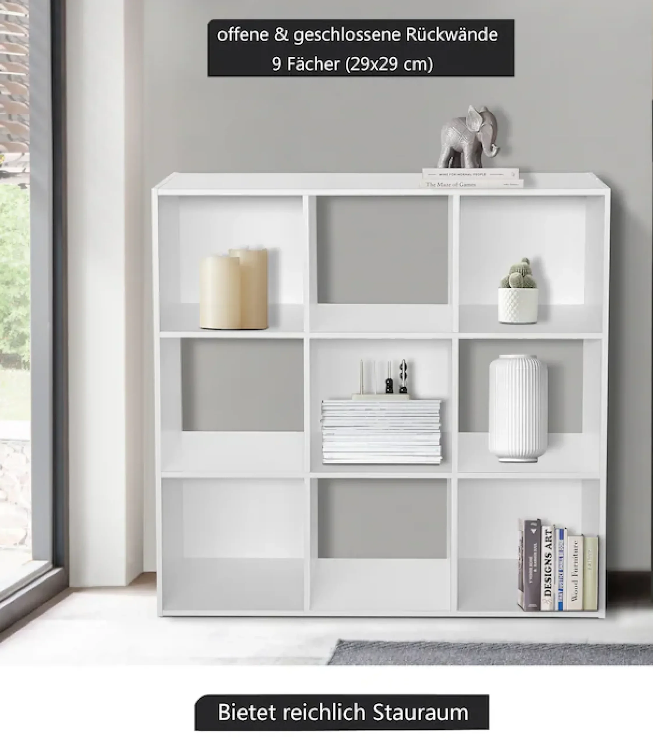 Home affaire Aktenregal »Nahuel« Bücherregal, Würfelregal im modernen Design, B 91 x H 91 cm