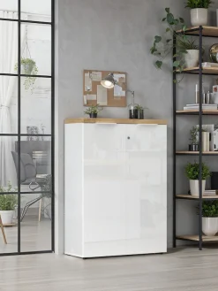 Home affaire Aktenschrank »Easy H 115 cm, Büroschrank, Mehrzweckschrank mit 2 Türen« Metallgriffe,abschließbar, Top 38 mm stark