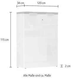 Home affaire Aktenschrank »Easy H 115 cm, Büroschrank, Mehrzweckschrank mit 2 Türen« Metallgriffe,abschließbar, Top 38 mm stark