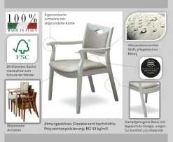 Home affaire Armlehnstuhl »London, Stuhl, Komfortsessel, 3 Gestellfarben, Made in Italy« () 1 Stk.Extra-komfortabel, ergonomisch, fleckenabweisendes Gewebe, Massivholz