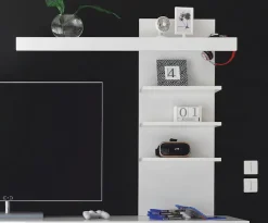 Home affaire Aufsatzregal »Carat, modernes Regal, Wandhalter mit Ablagefächern, 137 cm breit« vielseitig einsetzbares Wandboard, in Weiß Hochglanz
