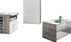 Home affaire Babyzimmer-Komplettset »Henning« Set, inkl. Lattenrost, 5 Stk. tlg. Kleiderschrank, Kinderbett, Wickelkommode, Seiten und Wickelkomm-Regal