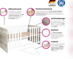 Home affaire Babyzimmer-Komplettset »Henning« Set, inkl. Lattenrost, 5 Stk. tlg. Kleiderschrank, Kinderbett, Wickelkommode, Seiten und Wickelkomm-Regal