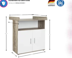 Home affaire Babyzimmer-Komplettset »Henning« Set, inkl. Lattenrost, 5 Stk. tlg. Kleiderschrank, Kinderbett, Wickelkommode, Seiten und Wickelkomm-Regal