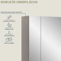 Home affaire Badezimmerspiegelschrank »Malmö, Breite 60 cm, 3 Spiegeltüren, 9 Fächer, 6 Einlegeböden« 1 Stk. tlg. in verschiedenen Farben erhältlich, Badmöbel, Spiegel, Badschrank, Bad