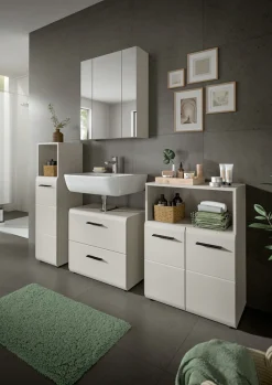 Home affaire Badezimmerspiegelschrank »Malmö, Breite 60 cm, 3 Spiegeltüren, 9 Fächer, 6 Einlegeböden« 1 Stk. tlg. in verschiedenen Farben erhältlich, Badmöbel, Spiegel, Badschrank, Bad