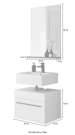 Home affaire Badmöbel-Set »Cantara, Bad im modernen Design, 2-teiliges Badezimmer« Set, 2 Stk. tlg.