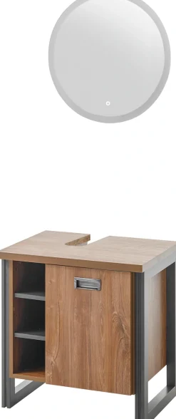 Home affaire Badmöbel-Set »Detroit, Bad im Industrialdesign, inkl. LED, 2-teiliges Badezimmer« 2 Stk. tlg.