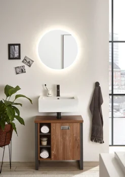 Home affaire Badmöbel-Set »Detroit, Bad im Industrialdesign, inkl. LED, 2-teiliges Badezimmer« 2 Stk. tlg.