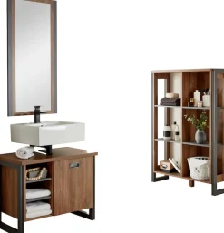 Home affaire Badmöbel-Set »Detroit, Bad im Industrialdesign, 3-teiliges Badezimmer« Set, 3 Stk. tlg.