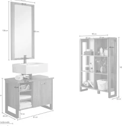 Home affaire Badmöbel-Set »Detroit, Bad im Industrialdesign, 3-teiliges Badezimmer« Set, 3 Stk. tlg.
