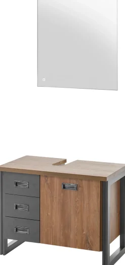 Home affaire Badmöbel-Set »Detroit, Bad im Industrialdesign, inkl. LED, 2-teiliges Badezimmer« 2 Stk. tlg.