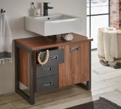 Home affaire Badmöbel-Set »Detroit, Bad im Industrialdesign, inkl. LED, 2-teiliges Badezimmer« 2 Stk. tlg.