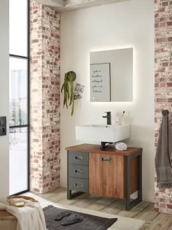 Home affaire Badmöbel-Set »Detroit, Bad im Industrialdesign, inkl. LED, 2-teiliges Badezimmer« 2 Stk. tlg.