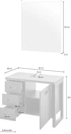 Home affaire Badmöbel-Set »Detroit, Bad im Industrialdesign, inkl. LED, 2-teiliges Badezimmer« 2 Stk. tlg.