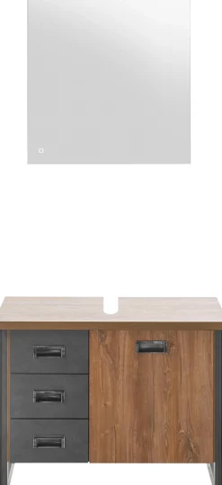 Home affaire Badmöbel-Set »Detroit, Bad im Industrialdesign, inkl. LED, 2-teiliges Badezimmer« 2 Stk. tlg.