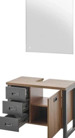 Home affaire Badmöbel-Set »Detroit, Bad im Industrialdesign, inkl. LED, 2-teiliges Badezimmer« 2 Stk. tlg.
