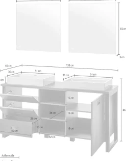 Home affaire Badmöbel-Set »Detroit, Bad im Industrialdesign, inkl. LED, 2-teiliges Badezimmer« 3 Stk. tlg.