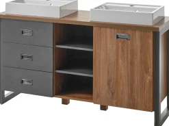 Home affaire Badmöbel-Set »Detroit, Bad im Industrialdesign, inkl. LED, 2-teiliges Badezimmer« 3 Stk. tlg.