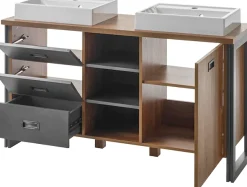 Home affaire Badmöbel-Set »Detroit, Bad im Industrialdesign, inkl. LED, 2-teiliges Badezimmer« 3 Stk. tlg.