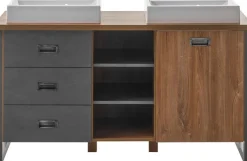 Home affaire Badmöbel-Set »Detroit, Bad im Industrialdesign, inkl. LED, 2-teiliges Badezimmer« 3 Stk. tlg.