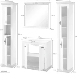 Home affaire Badmöbel-Set »Florenz, Bad im Landhausstil, 4-teiliges Badezimmer« 4 Stk. tlg.