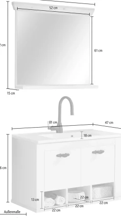 Home affaire Badmöbel-Set »Florenz, Bad im Landhausstil, 2-teiliges Badezimmer« 2 Stk. tlg.