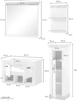 Home affaire Badmöbel-Set »Florenz, Bad im Landhausstil, 4-teiliges Badezimmer« 4 Stk. tlg.