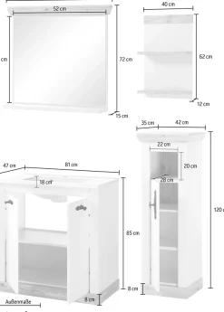 Home affaire Badmöbel-Set »Florenz, Bad im Landhausstil, 4-teiliges Badezimmer« 4 Stk. tlg.