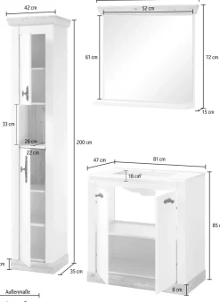 Home affaire Badmöbel-Set »Florenz, Bad im Landhausstil, 3-teiliges Badezimmer« 3 Stk. tlg.